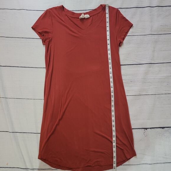 C&C California Size S T-Shirt Mini Dress Light Burgundy V-Neck Casual Summer - Picture 4 of 10
